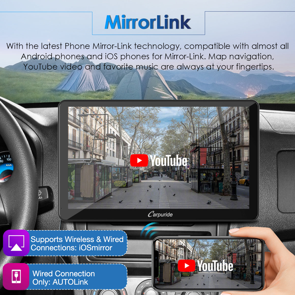 Carpuride W101 10,1 Zoll CarPlay-Display LKW Lichtsensor