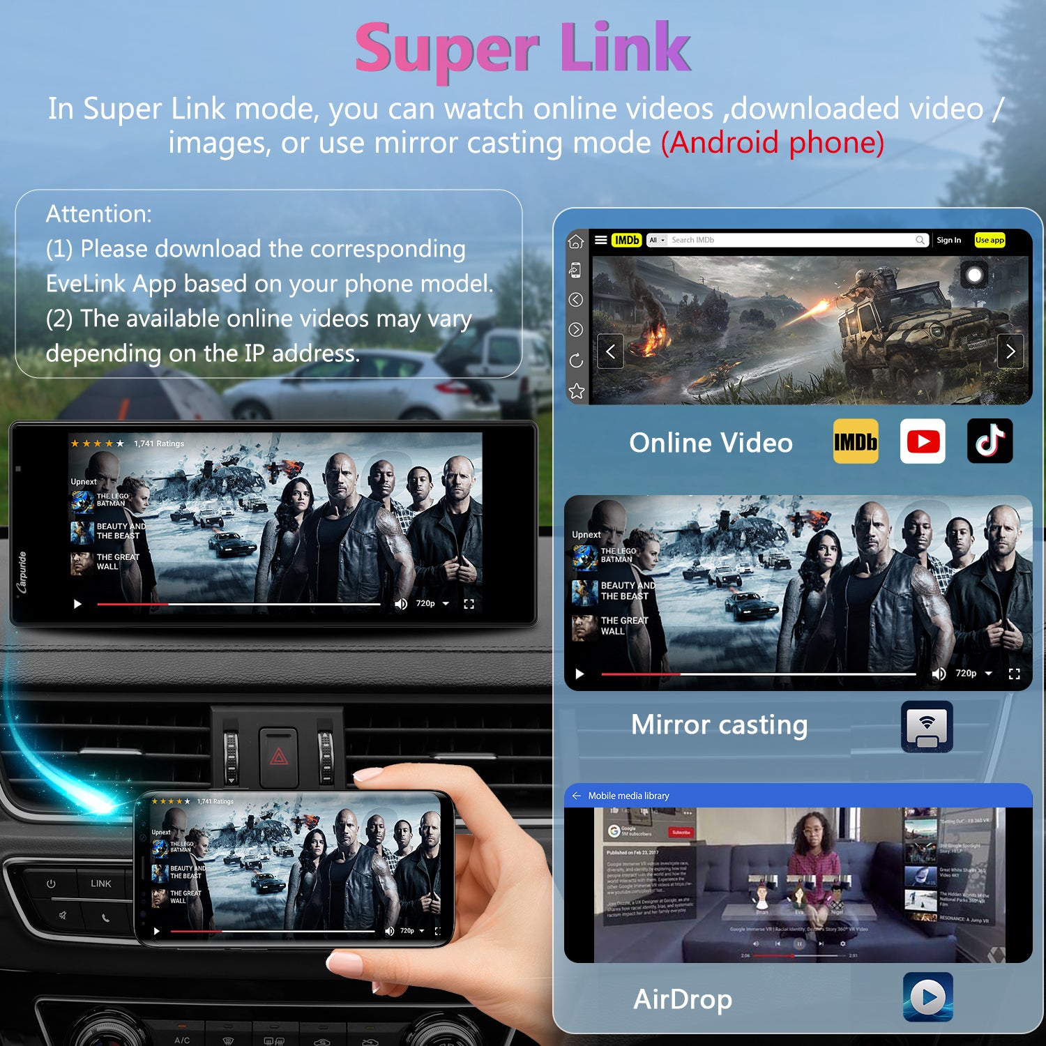 Carpuride W903 9,3 Zoll CarPlay Display Dual Dashcam DVR FM AUX