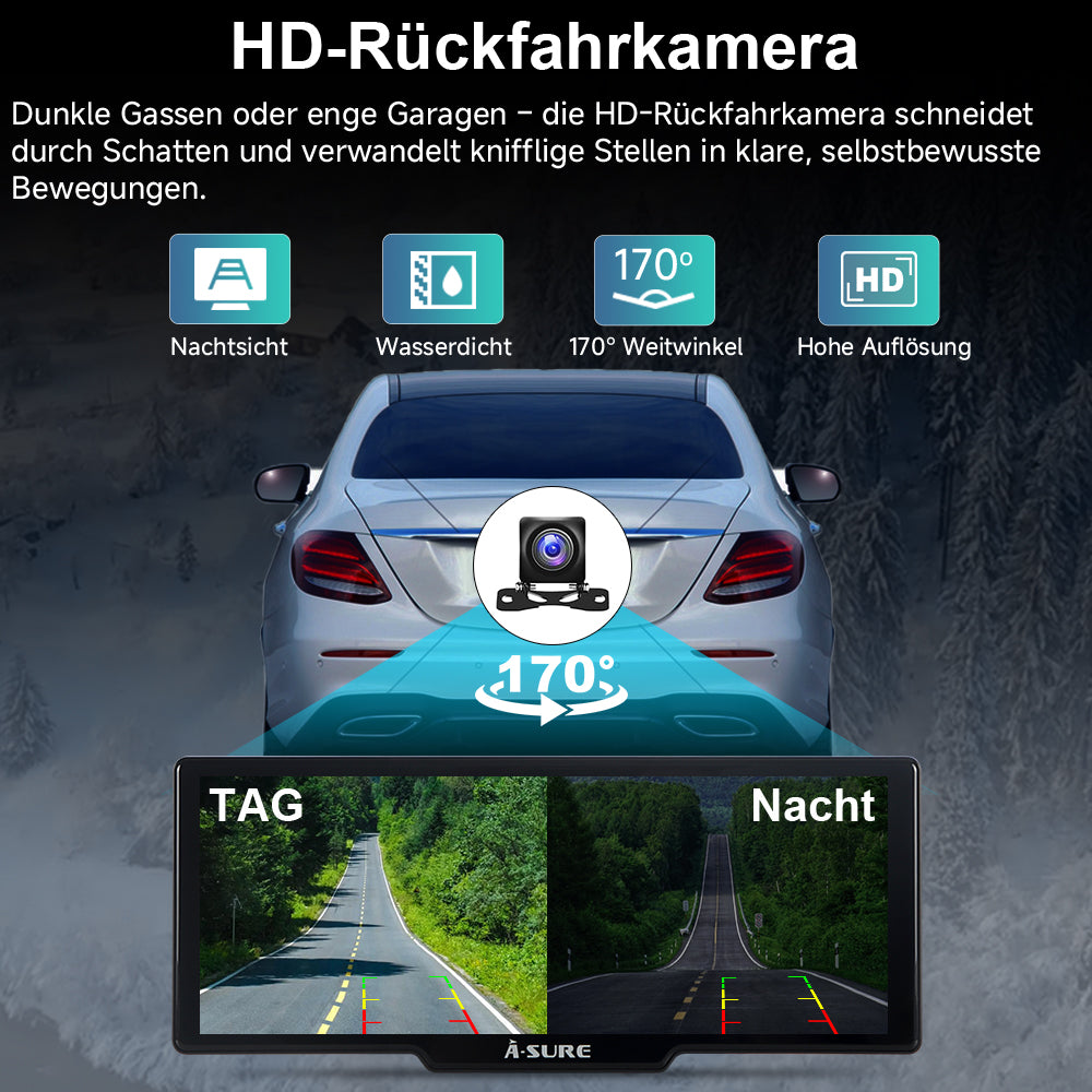 A-Sure Radio accessories 9,26 Zoll CarPlay Display 4K Dashcam