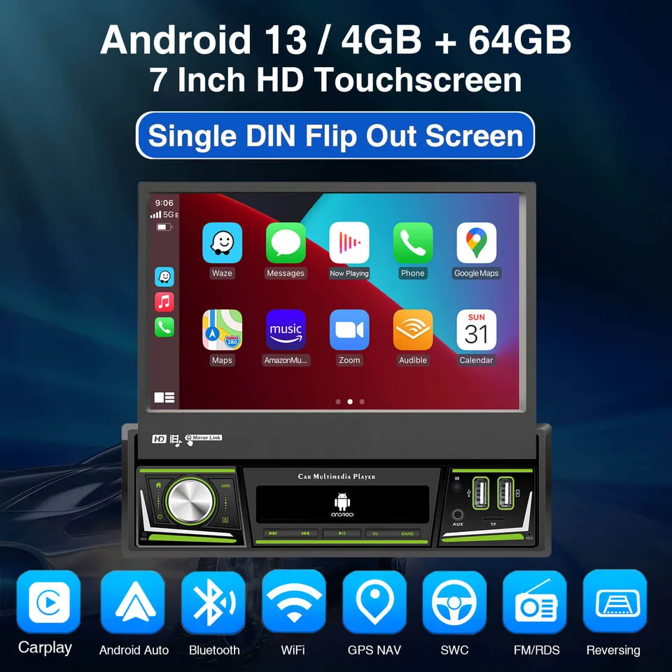 ESSGOO Car Stereo AR7006 1-DIN Autoradio 7 Zoll Touch