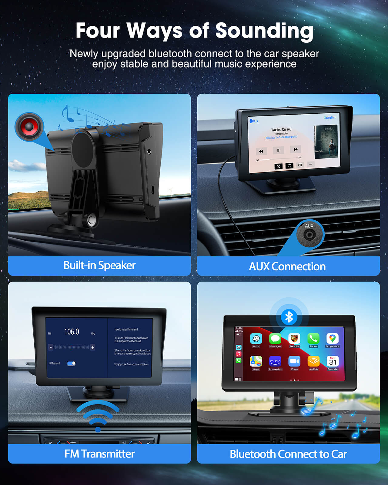 LAMTTO Carplay RC04 7 Zoll Display Wireless + Rückfahrkamera