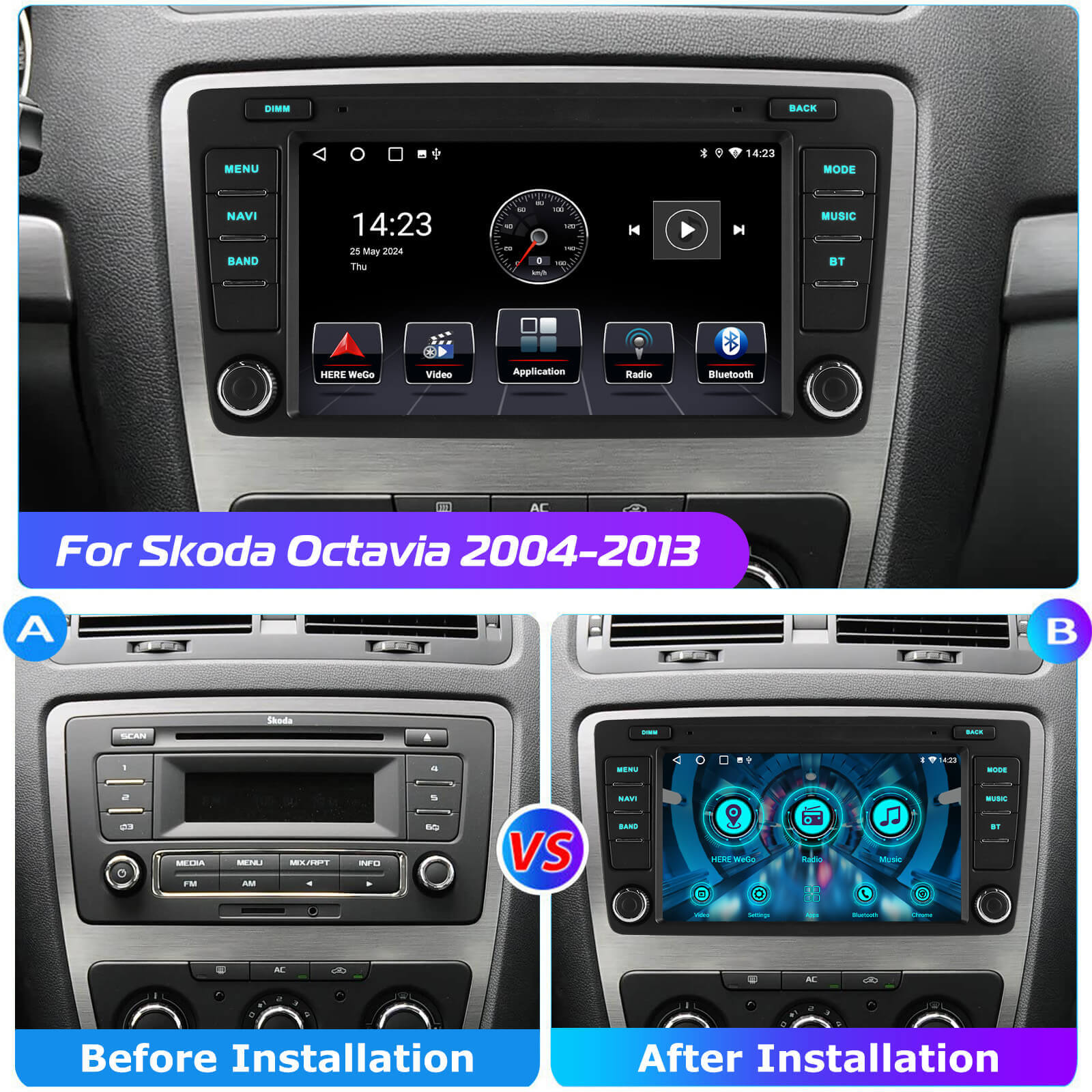 ESSGOO Car Stereo AR8001 8 Zoll Autoradio Octavia Android