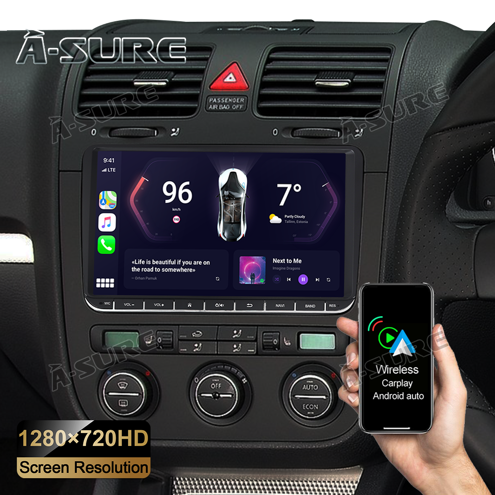 A-Sure GPS Autoradio 9 Zoll Golf 6 Android 12 CarPlay