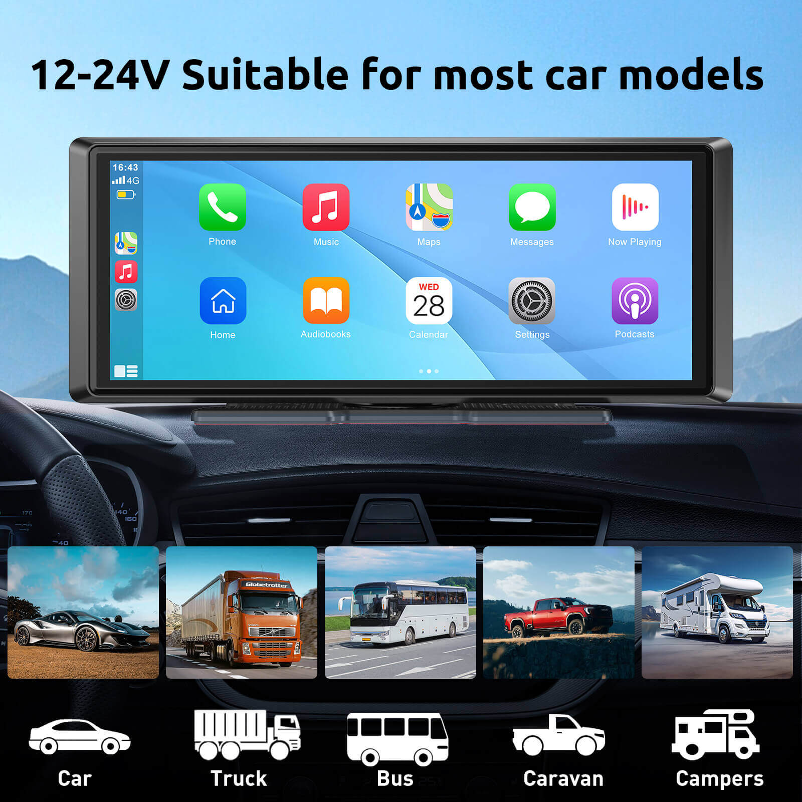 ESSGOO Portable CarPlay E40 CarPlay-Display 8,1 Zoll WLAN