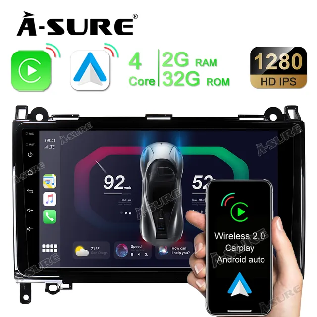 A-Sure GPS Autoradio 9 Zoll Mercedes W169 W245 Android 2+32GB