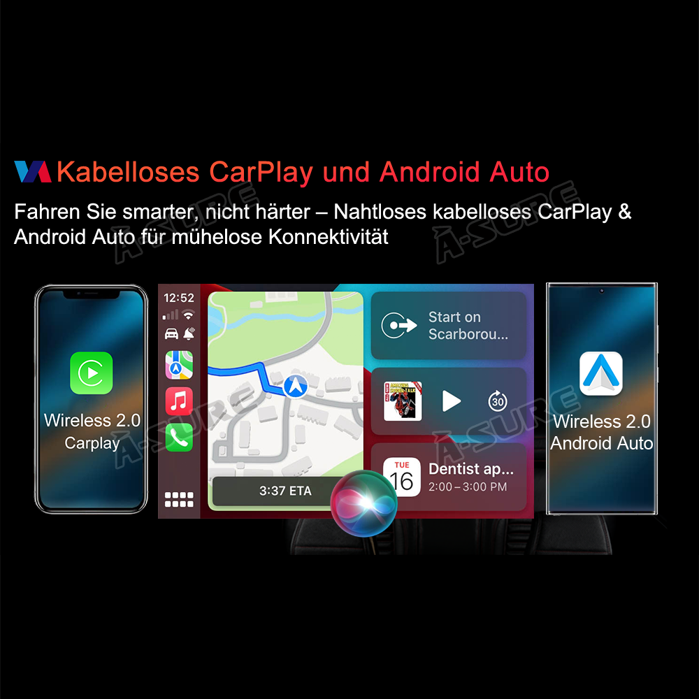 A-Sure GPS 12,3 Zoll 4+64GB Autoradio Vito W639 Android 14 CarPlay