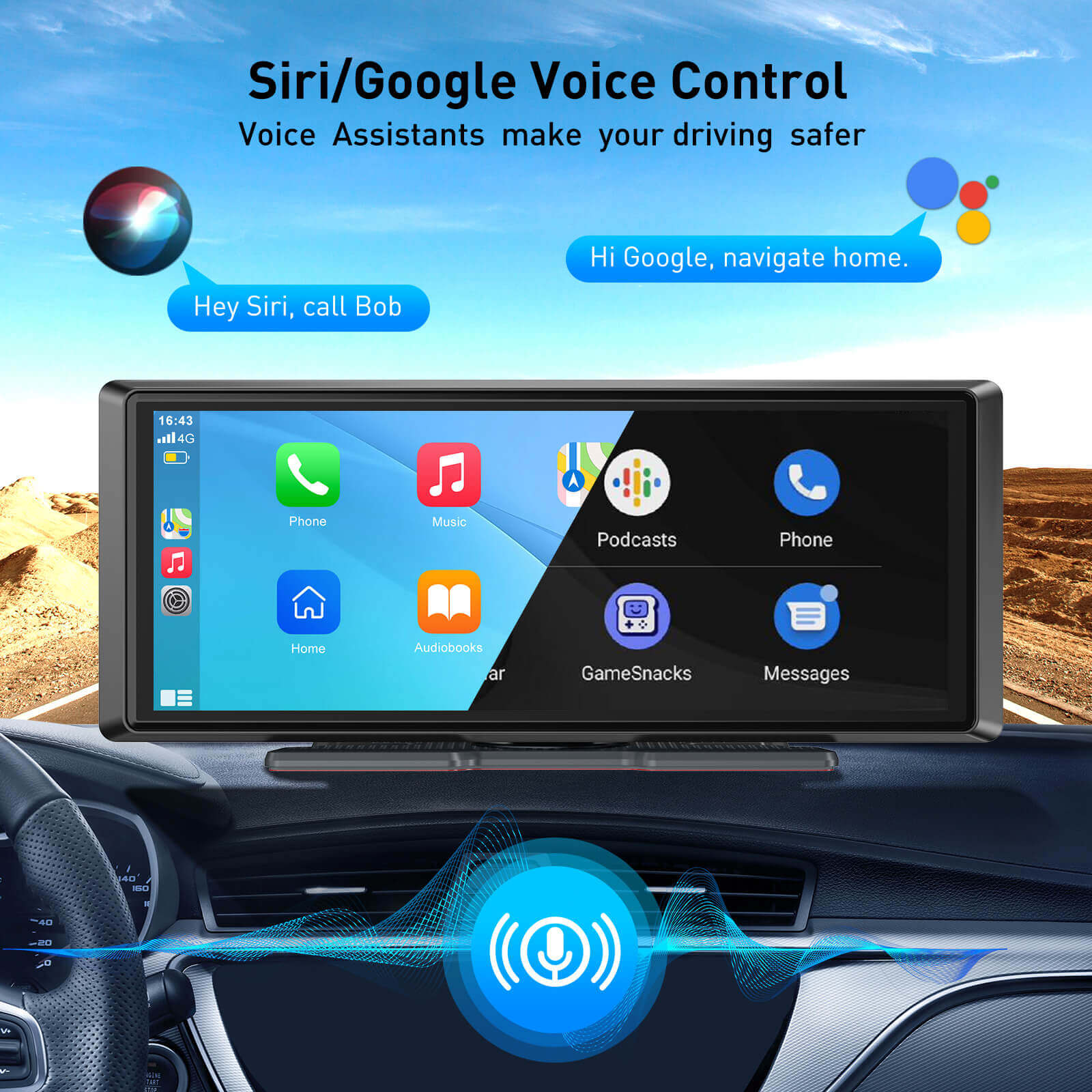 ESSGOO Portable CarPlay E40 CarPlay-Display 8,1 Zoll WLAN