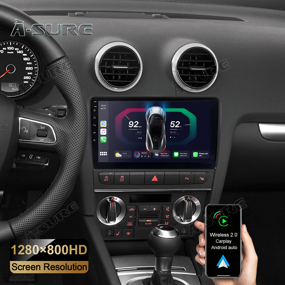 A-Sure GPS 9 Zoll Autoradio Audi A3 8P 8V 2+32GB DAB+