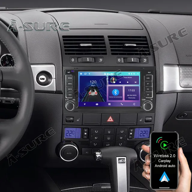 A-Sure VW T5 Touareg Autoradio 7 Zoll Android 12 Wireless CarPlay