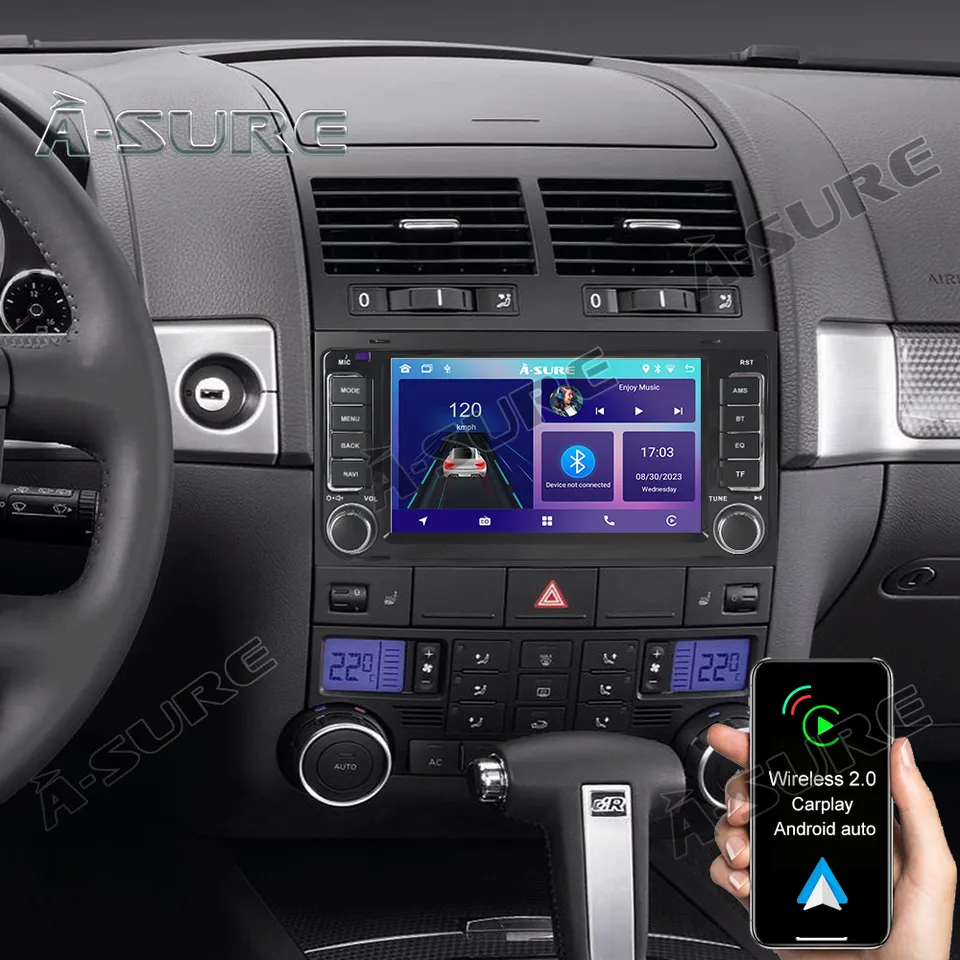 A-Sure VW T5 Touareg Autoradio 7 Zoll Android 12 Wireless CarPlay