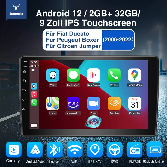 ESSGOO Car Stereo Autoradio Fiat Ducato 2006-2016 9 Zoll