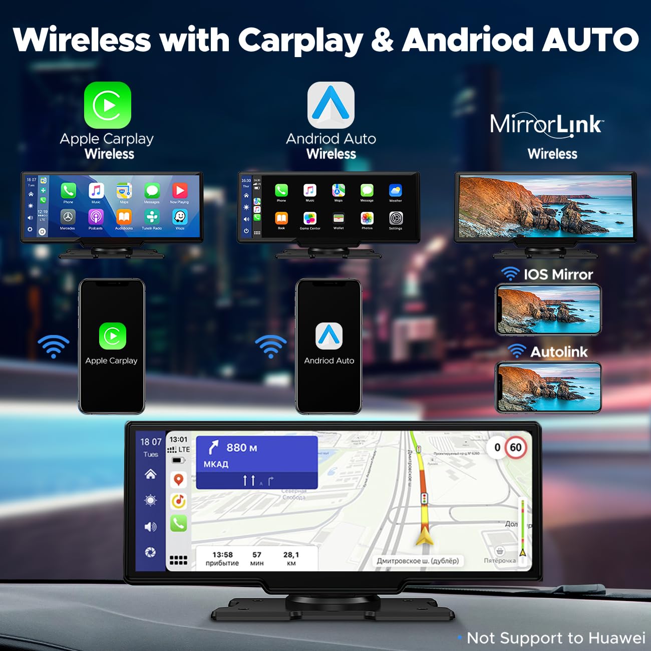 LAMTTO RC06 CarPlay Display 9,26 Zoll Dual Kamera
