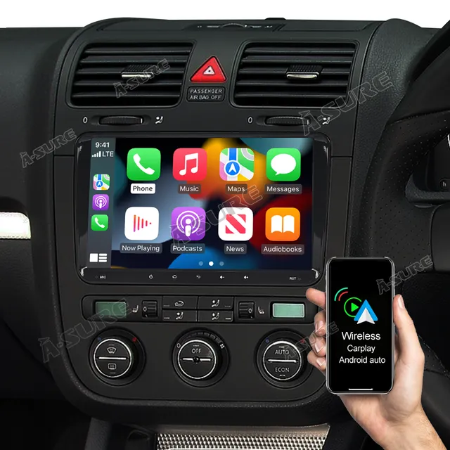 A-Sure GPS Autoradio VW Golf Passat 9 Zoll 4+64GB CarPlay