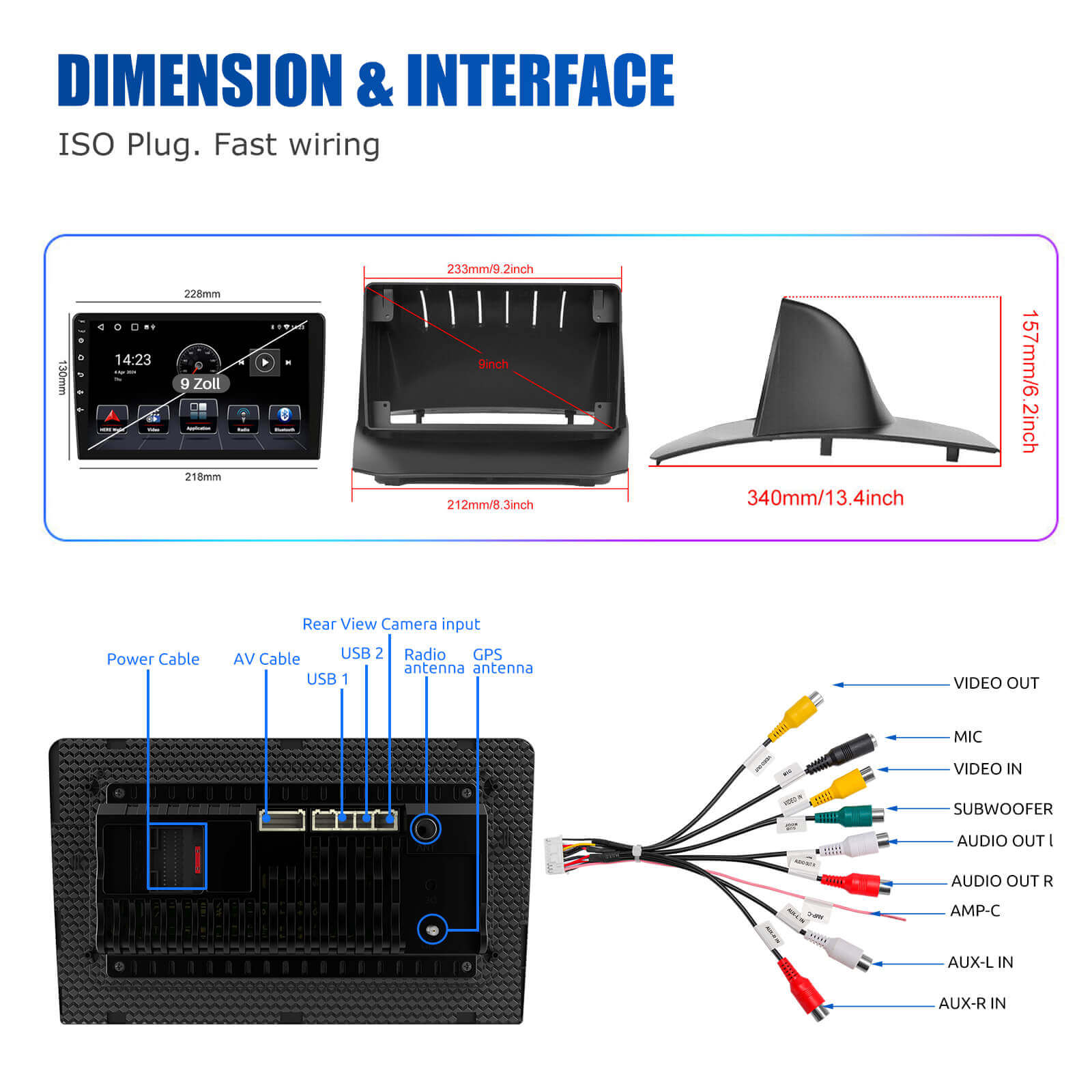 ESSGOO Car Stereo AR9001 Ford Fiesta Autoradio 2009-2016