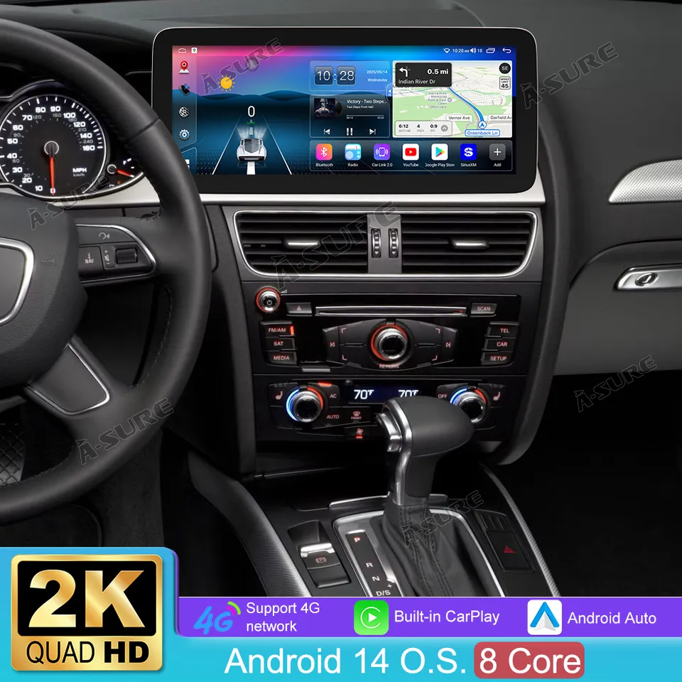 A-Sure GPS Audi A4 B8 12,3 Zoll Autoradio Android 14 4+64GB