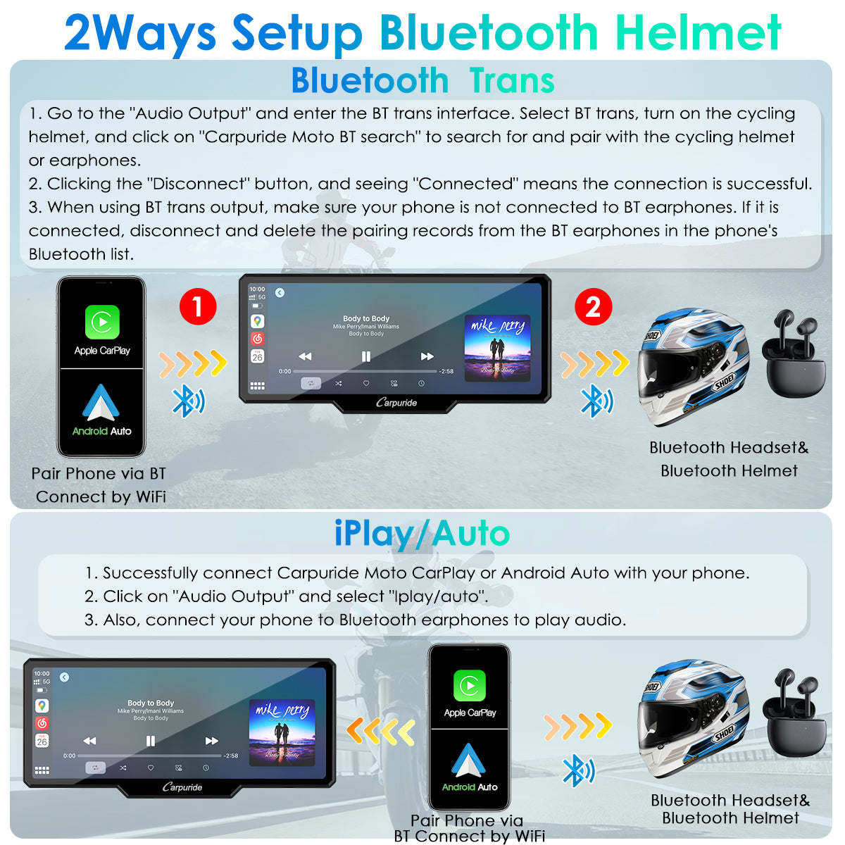 Carpuride W619B BMW Motorrad-Display 6,86 Zoll CarPlay
