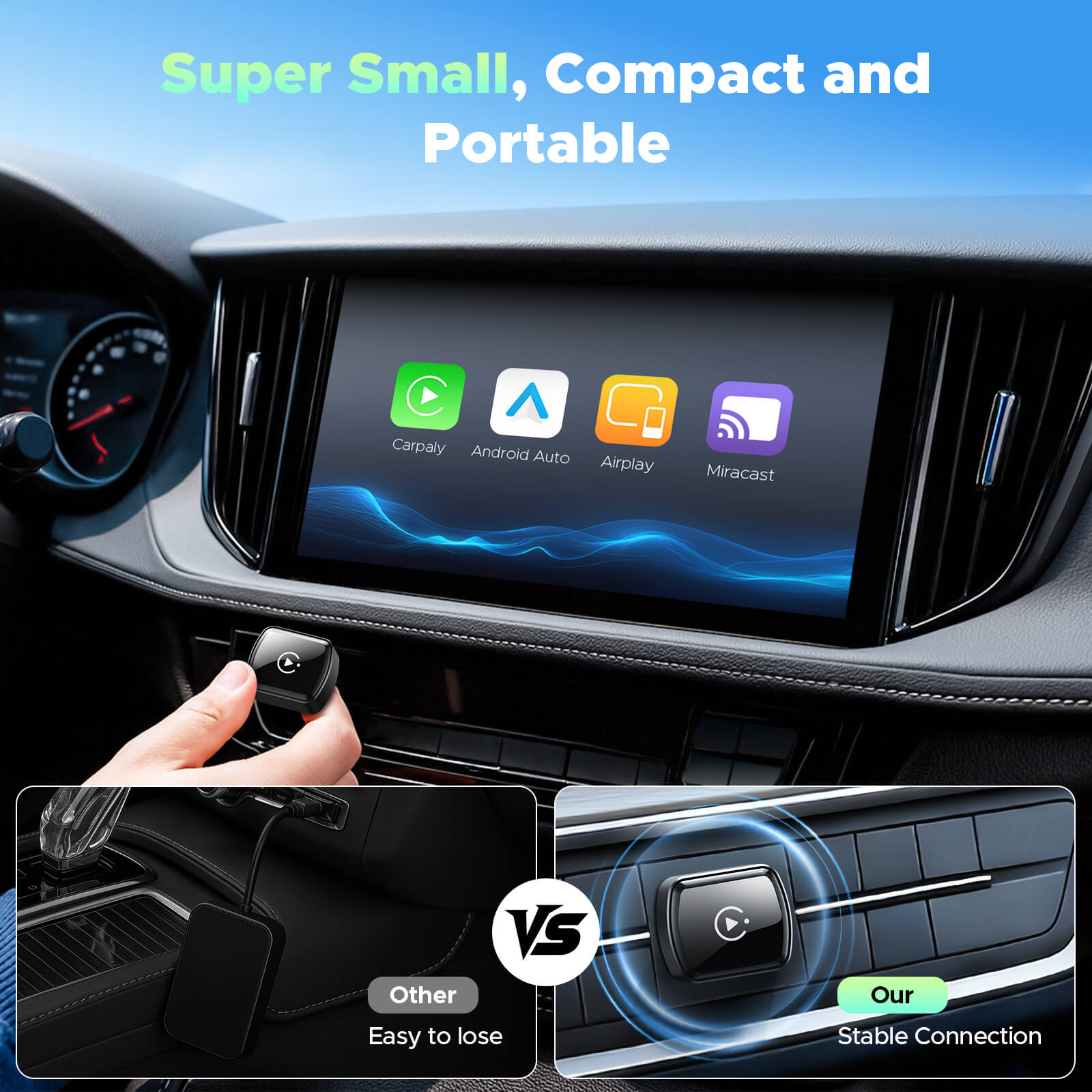 LAMTTO Adapter RC34 Mini CarPlay-Adapter Wireless 3 in 1