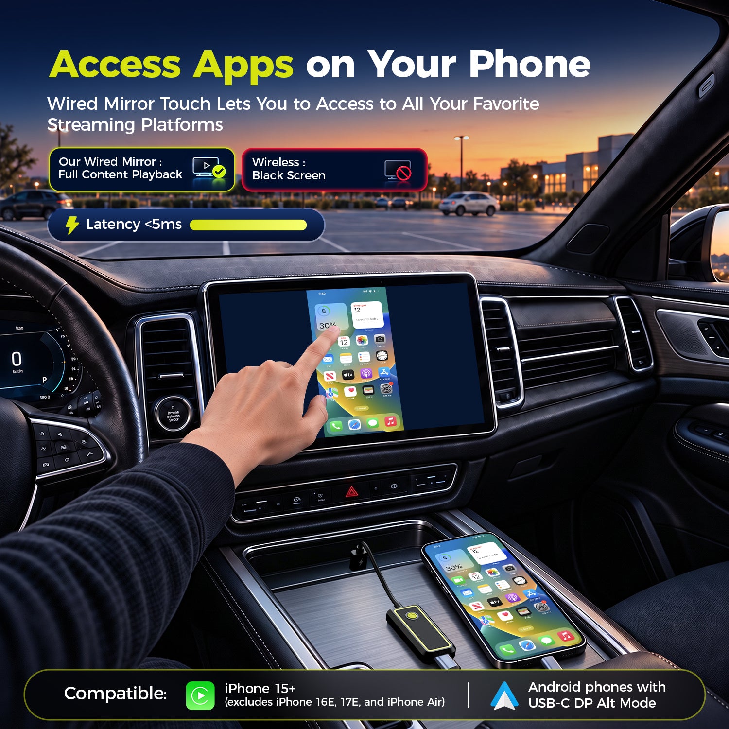 LAMTTO Adapter RC33 Wireless CarPlay-Adapter Mirror Touch