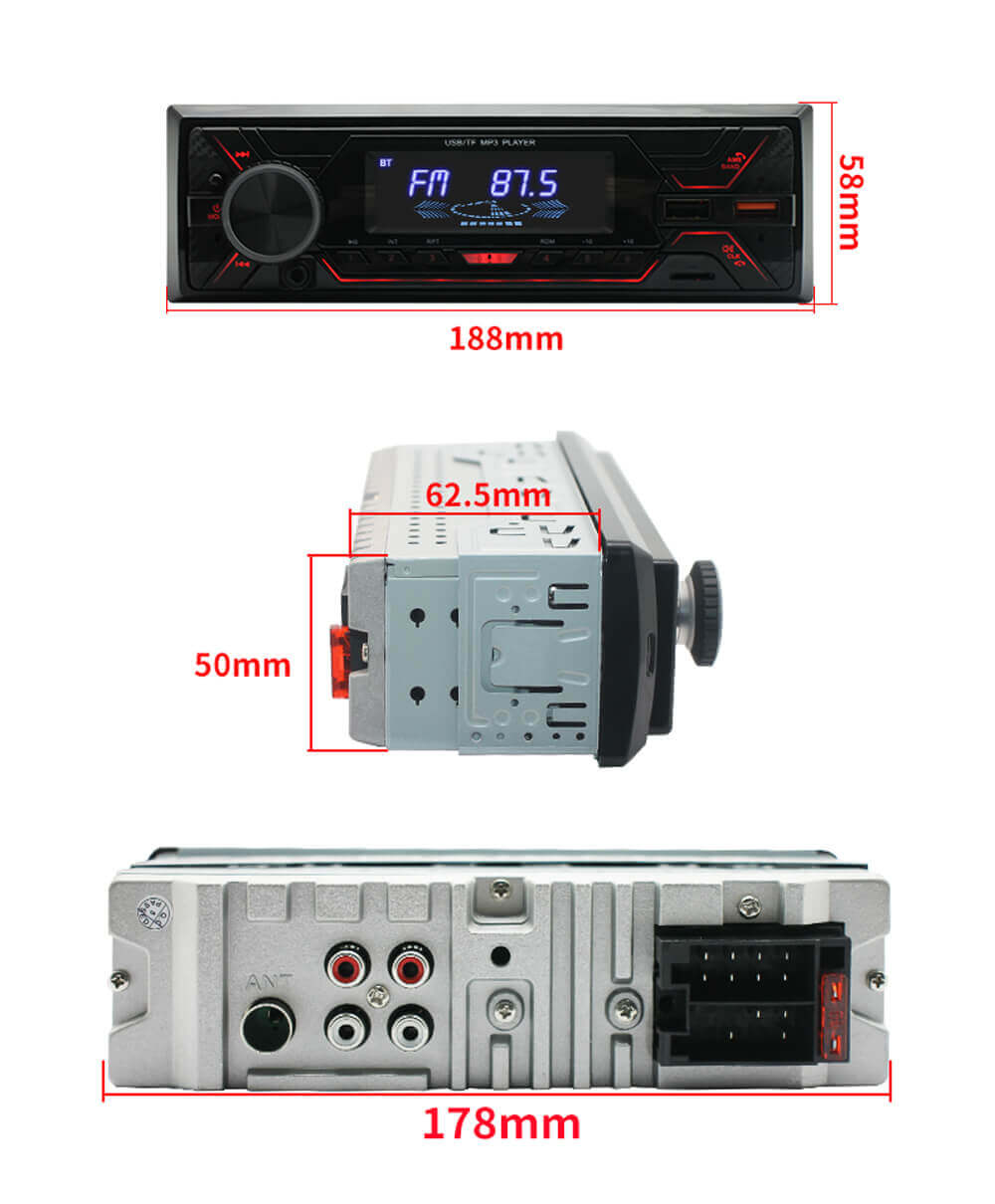 ESSGOO Car Stereo 720S 1-DIN Autoradio MP3 Beleuchtung