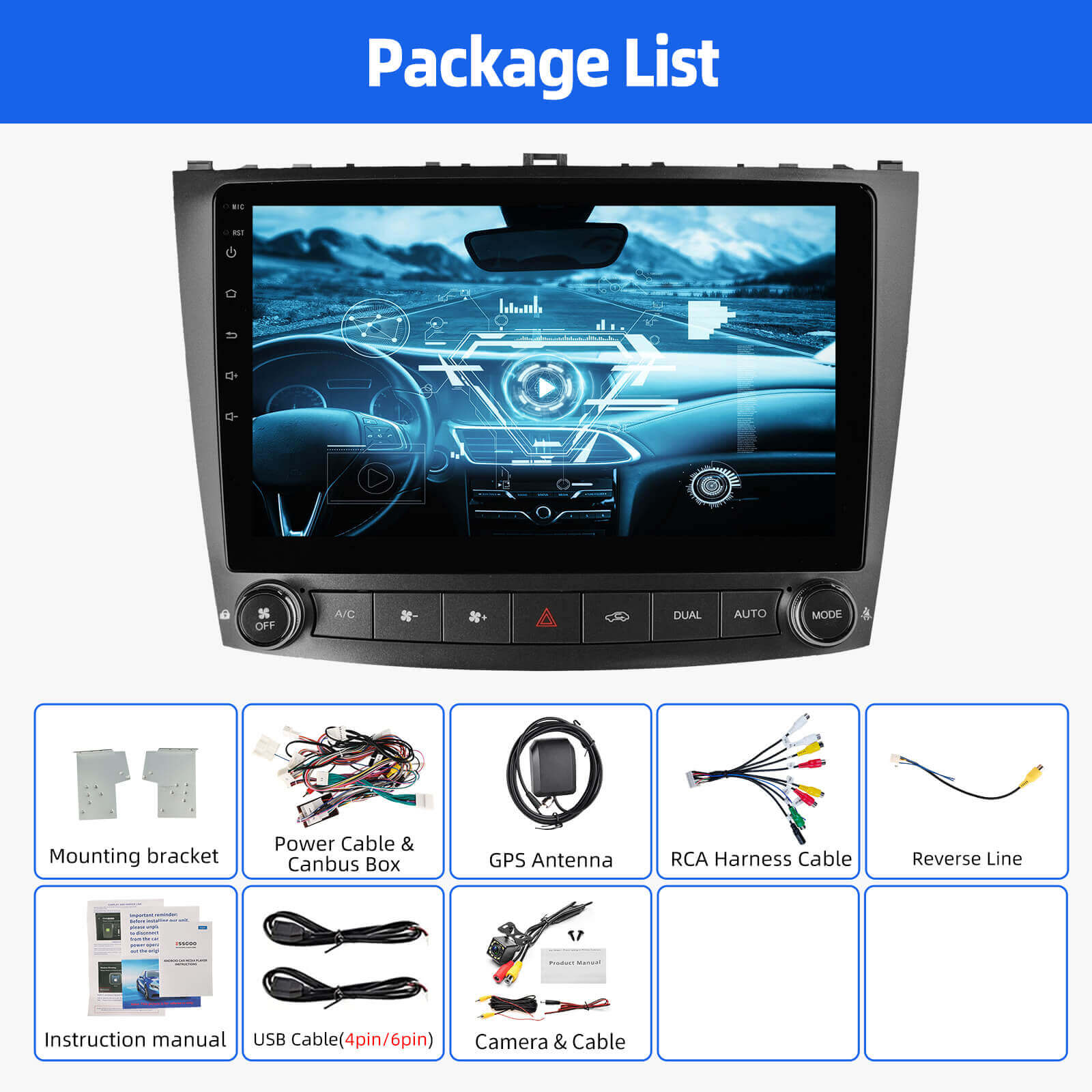 ESSGOO Car Stereo AR1001 Autoradio 10 Zoll für Lexus IS Android 14