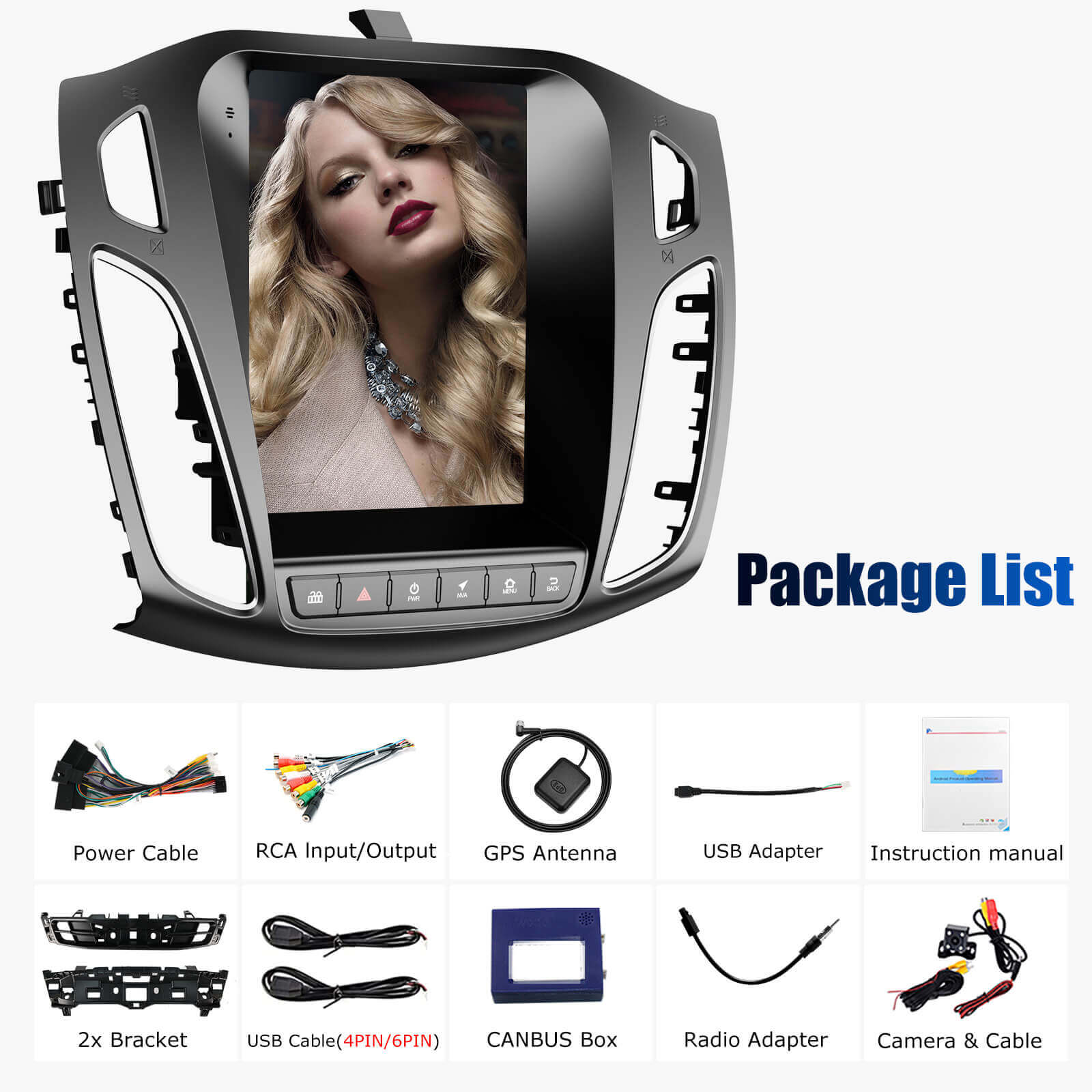 ESSGOO Car Stereo Ford Focus Autoradio 10 Zoll Kamera