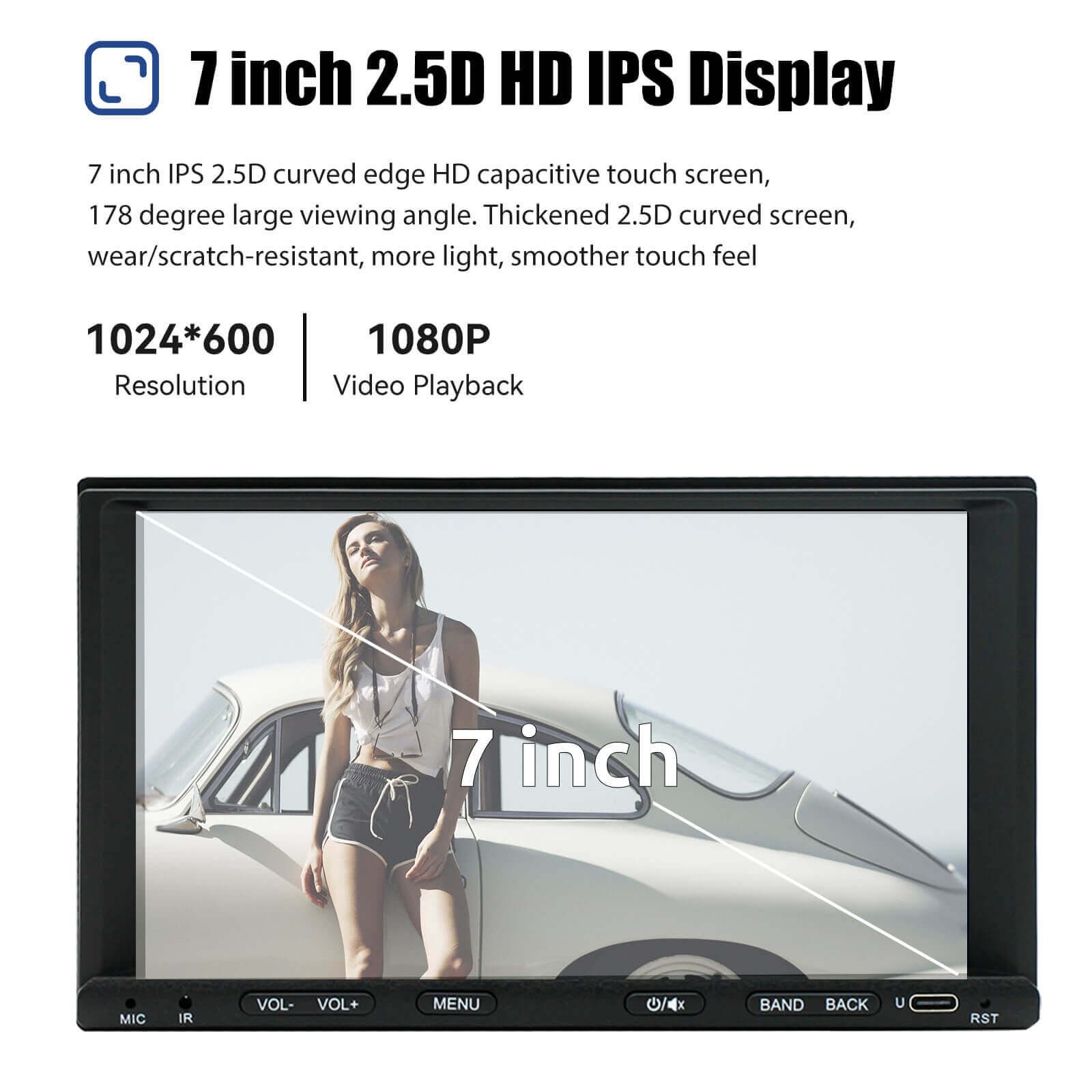 ESSGOO Car Stereo AR7001 2-DIN Autoradio 7 Zoll Touchscreen HD