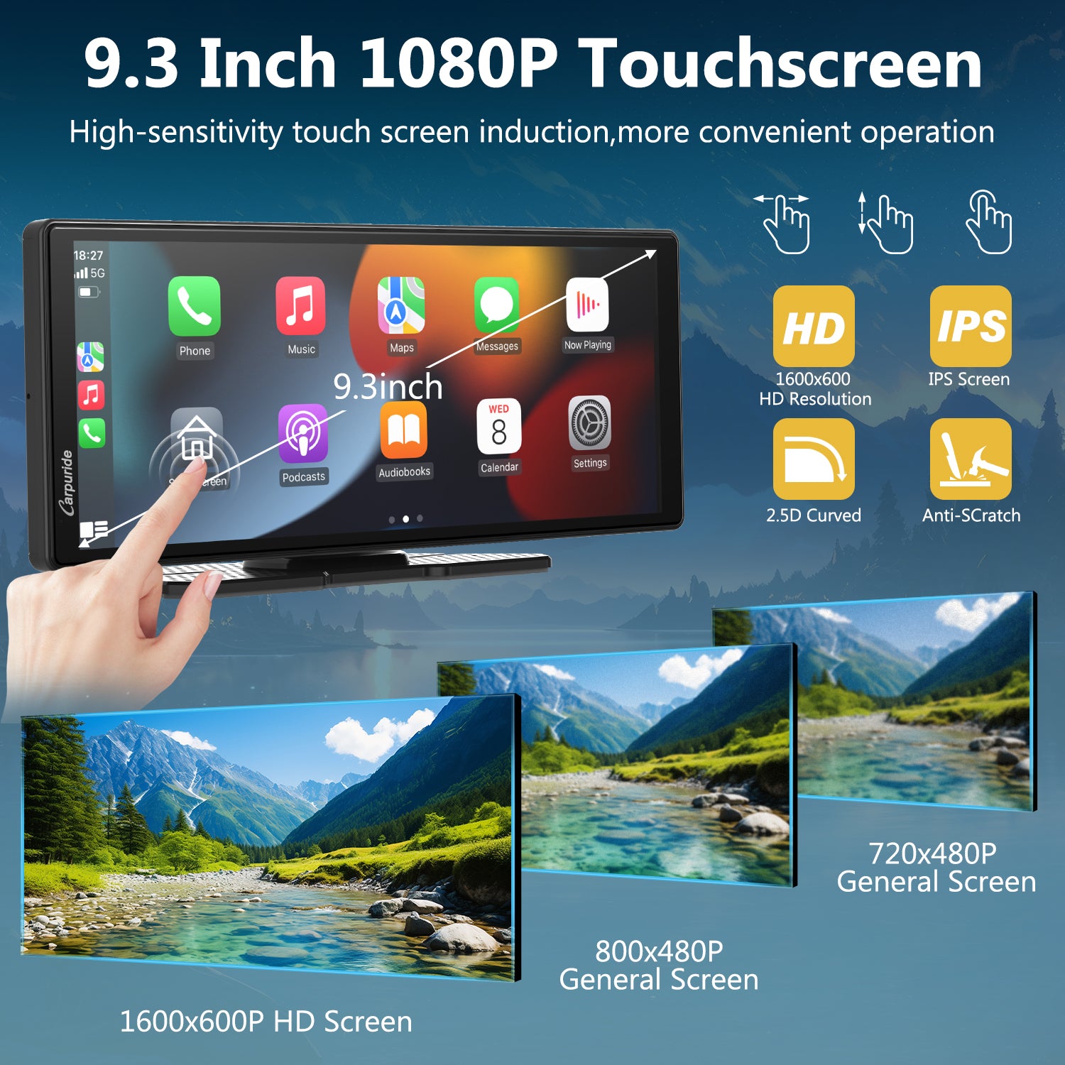 Carpuride Car Smart Stereo C92 CarPlay-Display 9,3-Zoll Kamera