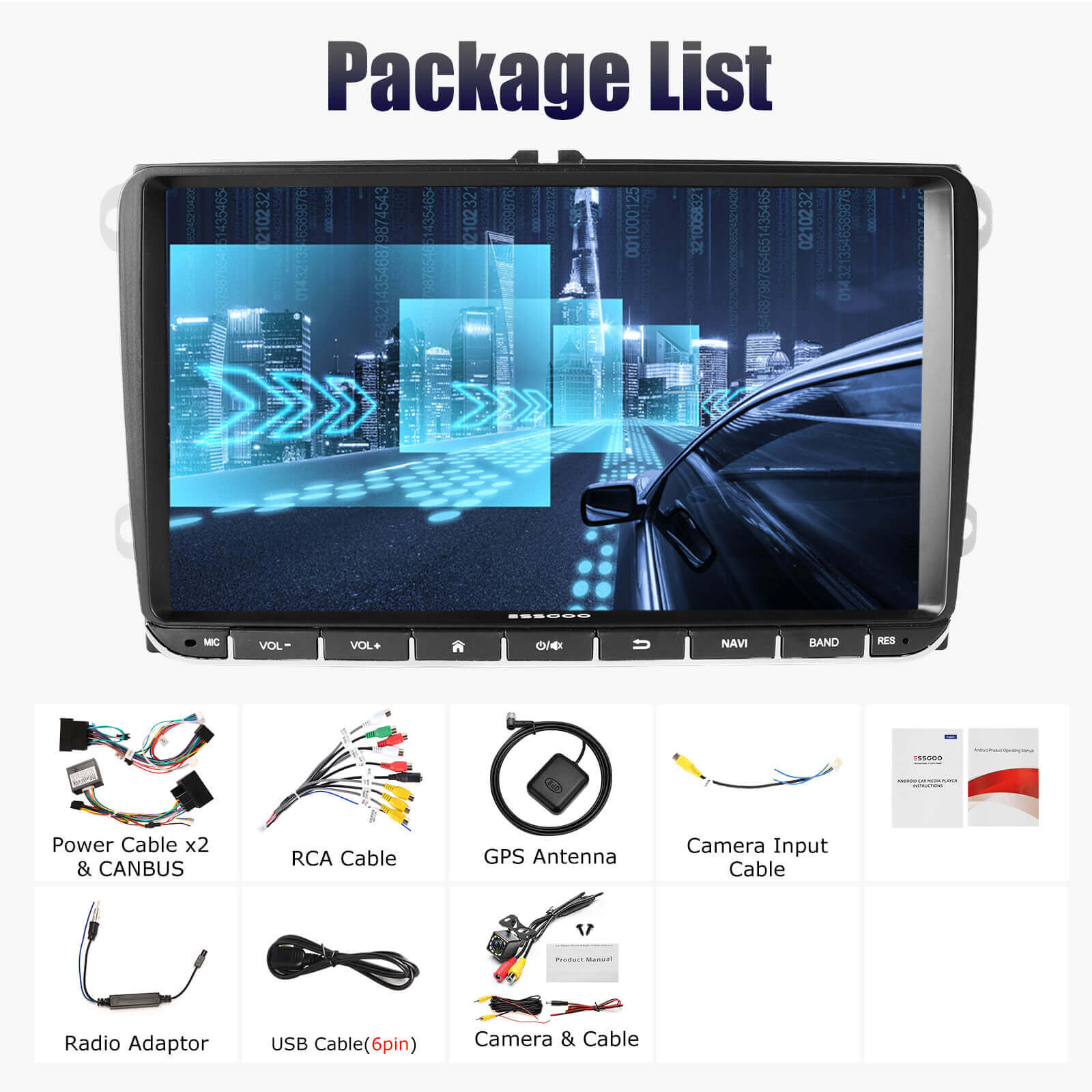 ESSGOO Car Stereo AR9002 Autoradio 9 Zoll für VW