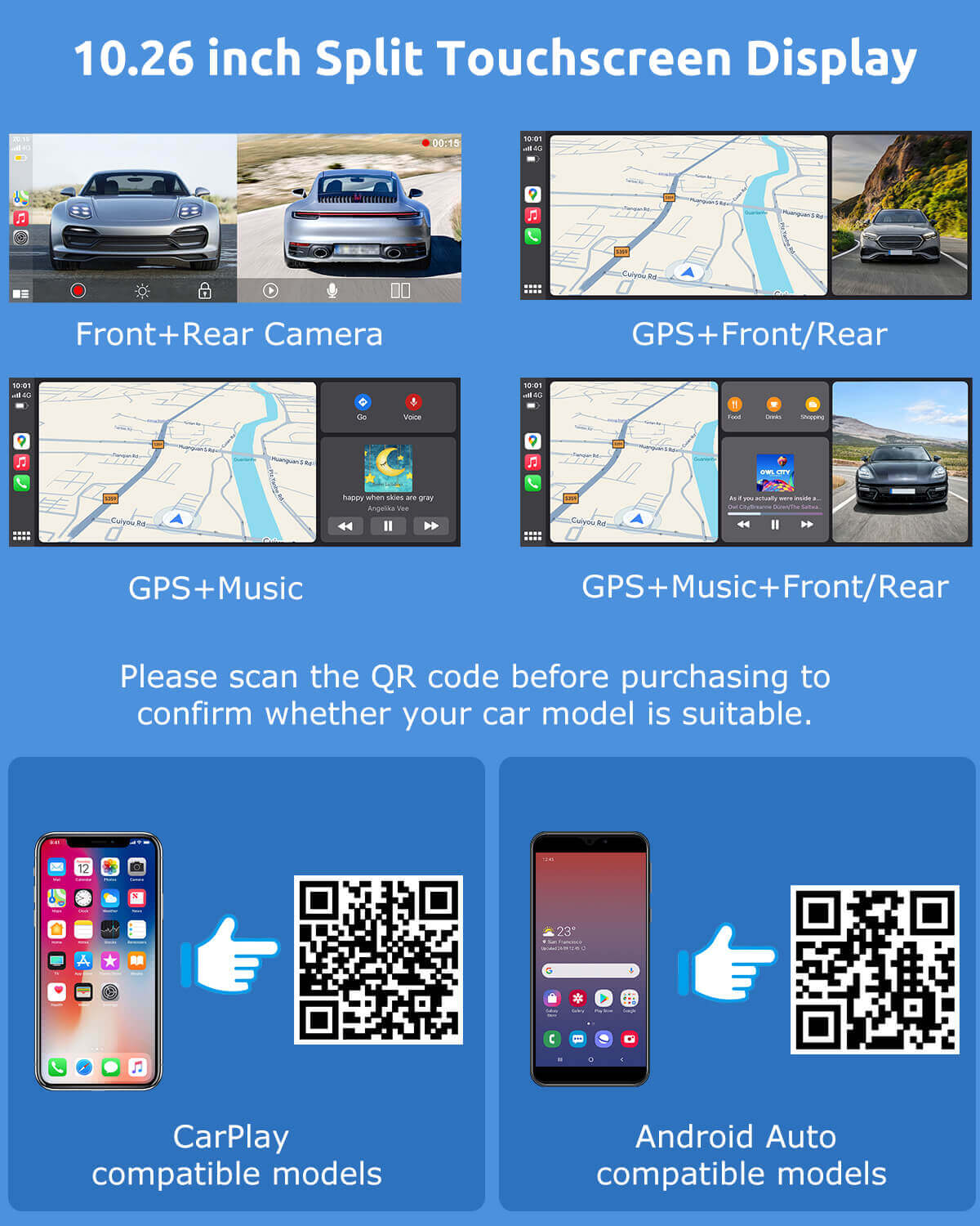 ESSGOO Dash Cam CarPlay 1026SCP CarPlay-Display 10,26 Zoll