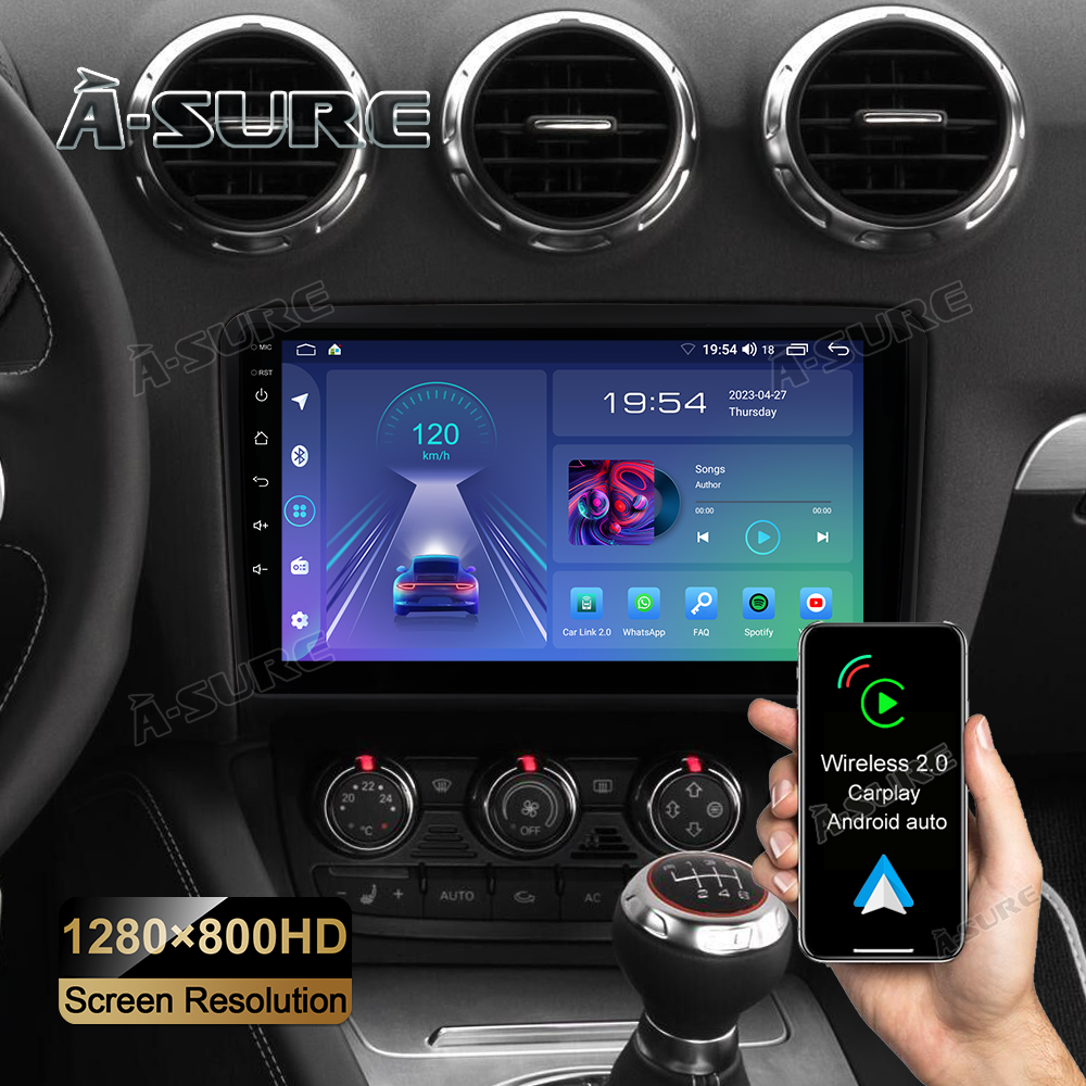 A-Sure Audi TT MK2 Autoradio 9 Zoll Android 12 Wireless CarPlay