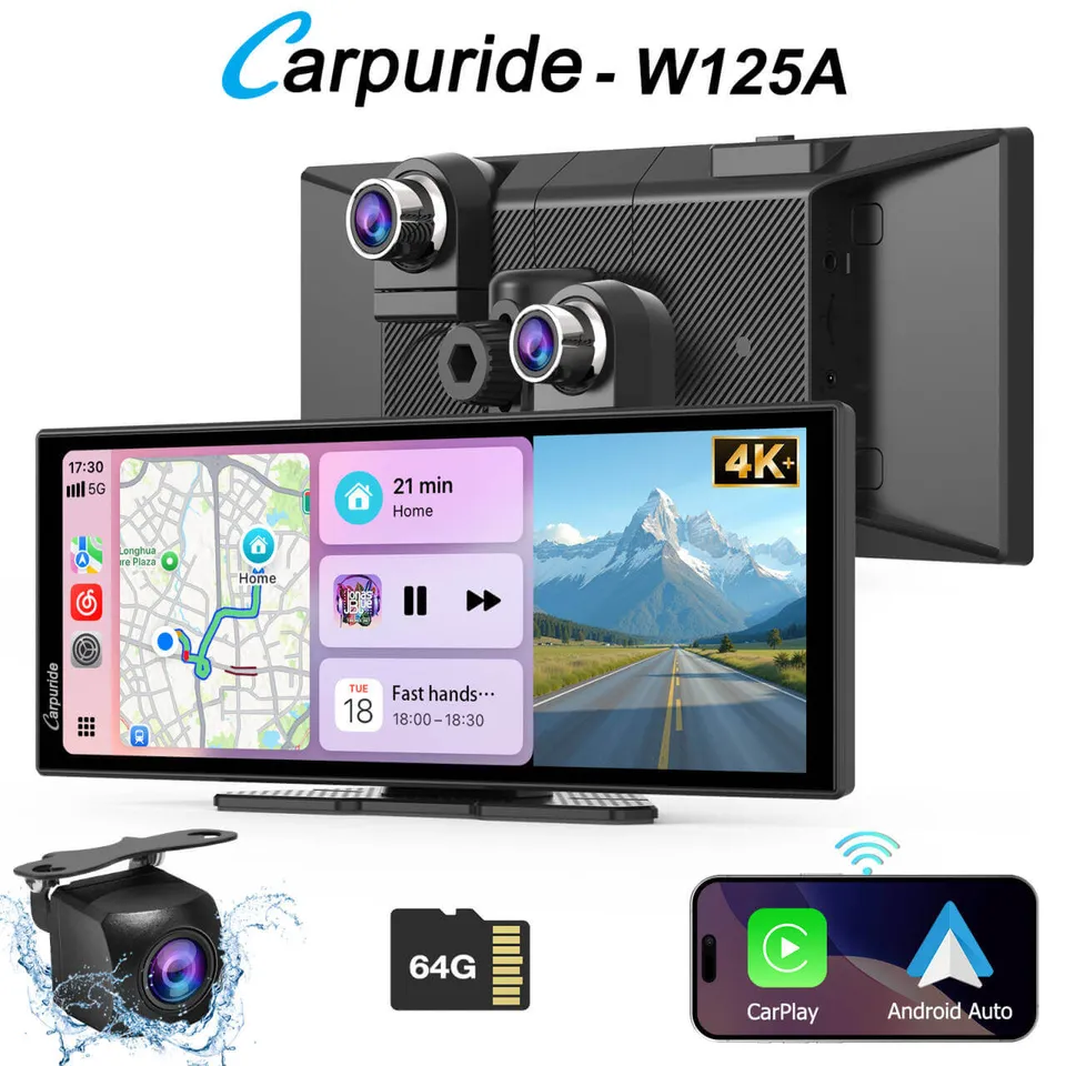 Carpuride W125A 10,25 Zoll CarPlay-Display Dashcam 4K