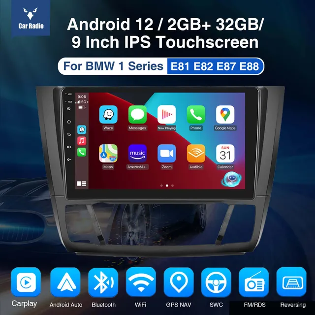 ESSGOO Car Stereo BMW 1er 9-Zoll Autoradio CarPlay Standard