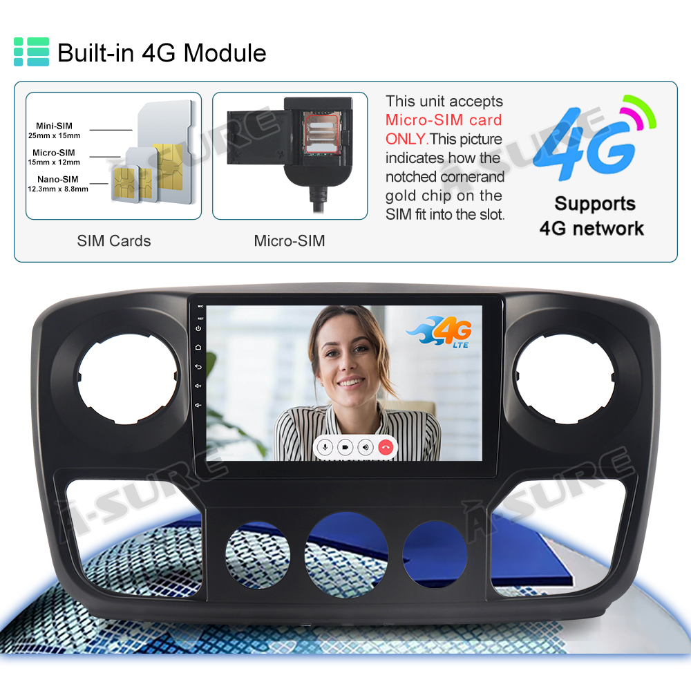 A-Sure GPS Autoradio 9 Zoll Movano Master NV400 Android 4+64GB