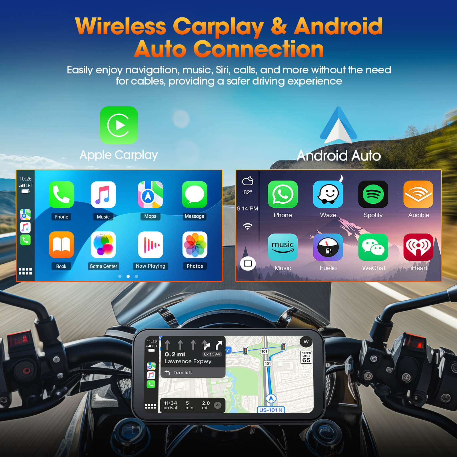 LAMTTO Carplay RC15 6,25 Zoll Motorrad CarPlay-Display