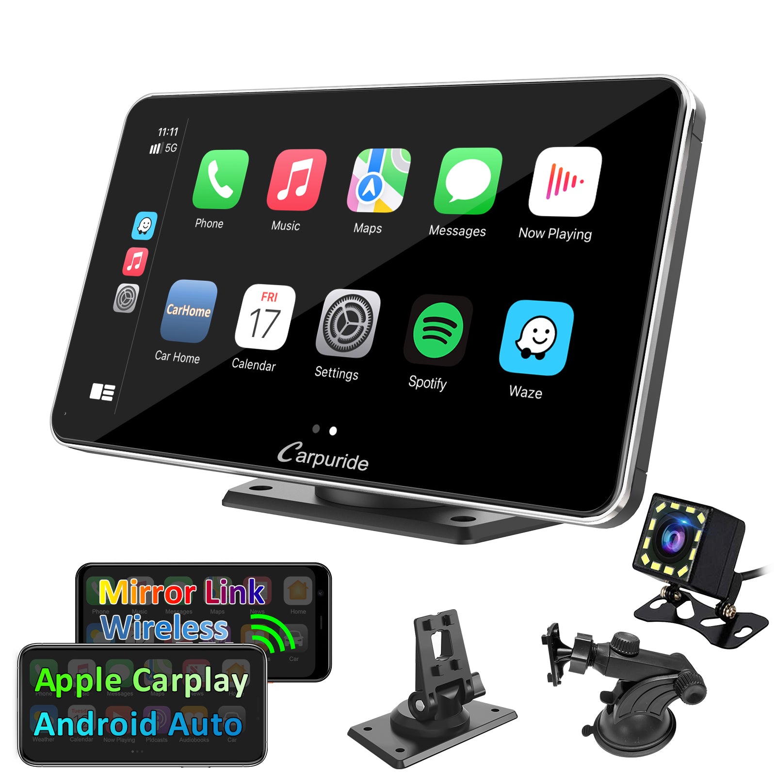 Carpuride Car Smart Stereo Display 7 Zoll CarPlay silber