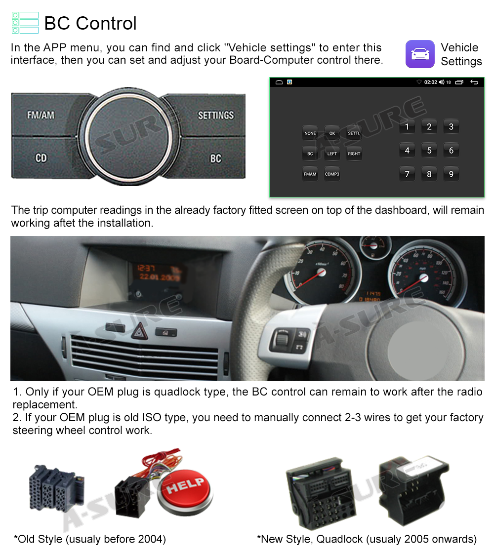 A-Sure GPS car radios Opel 8 Zoll Autoradio 2+32GB Android 12