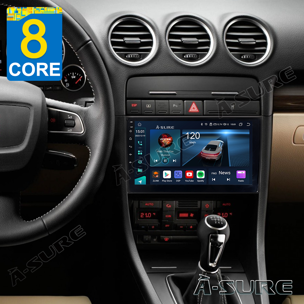 A-Sure Autoradio für Audi A4 B6 B7 B8 4+64GB CarPlay