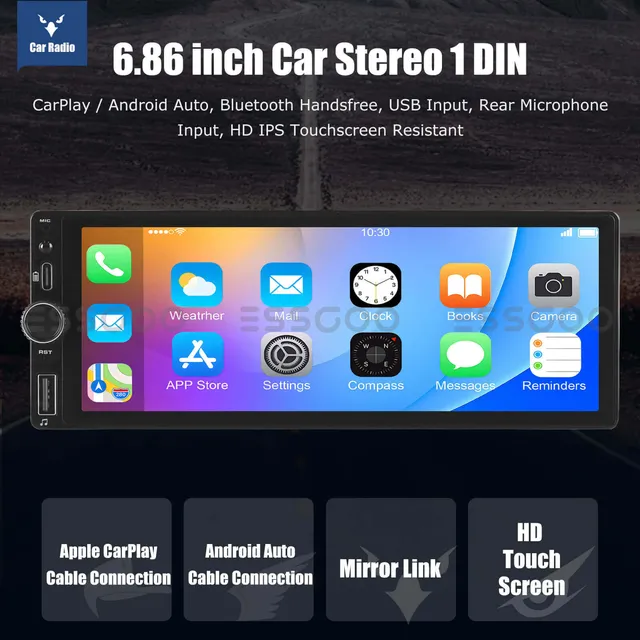 ESSGOO Car Stereo MP5 TS0002 1-DIN Autoradio Octavia 6,86 Zoll