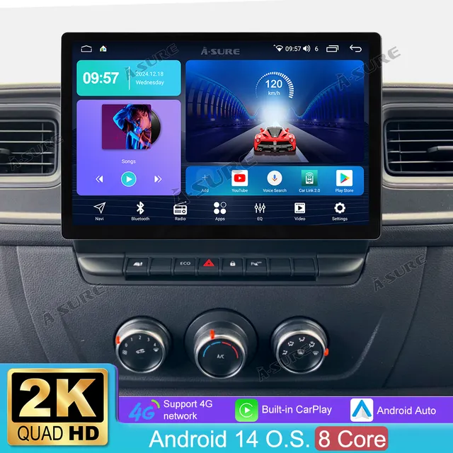 A-Sure GPS 13,1 Zoll 4+64GB Autoradio Master Movano NV400 CarPlay