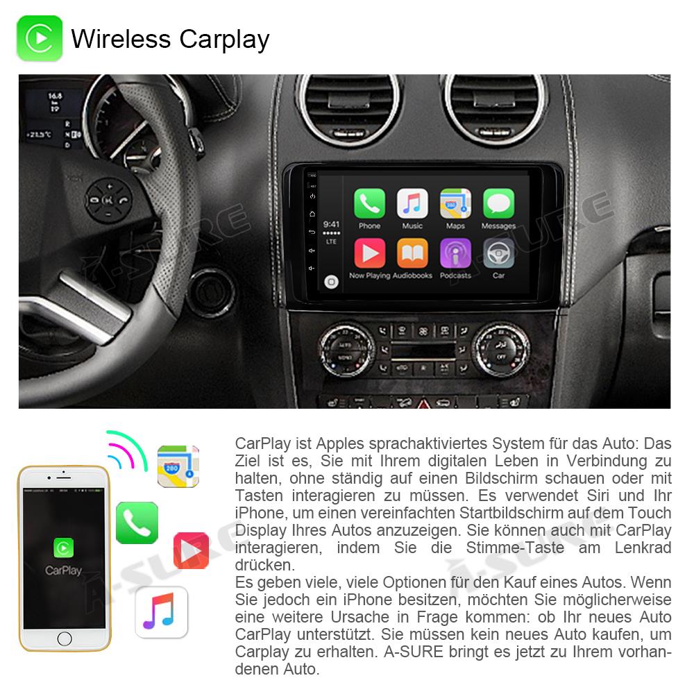 A-Sure GPS car radios Mercedes W164 Autoradio 9 Zoll CarPlay 2+32GB