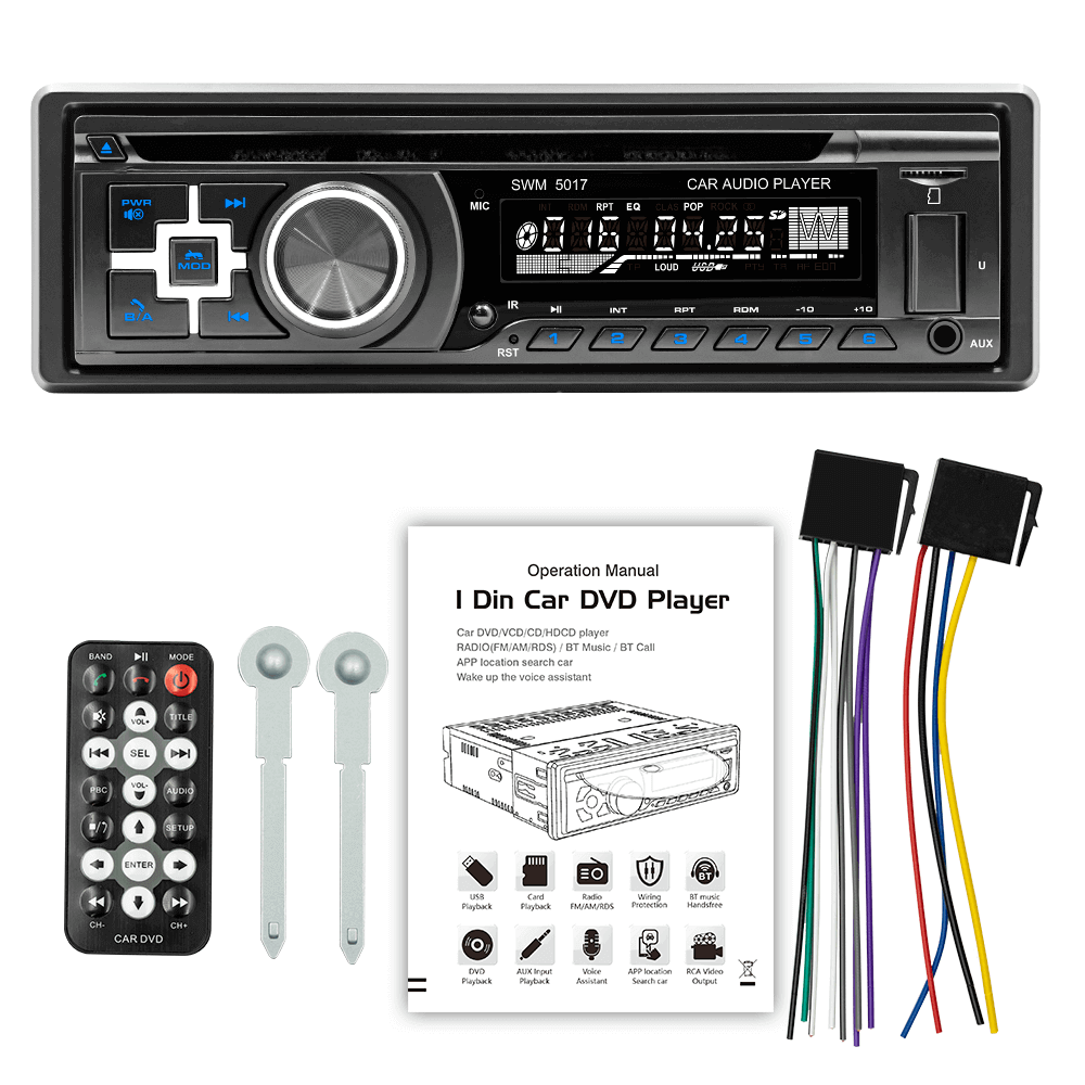 ESSGOO Car Stereo SWM5017 1-DIN Autoradio mit DVD CD MP3 FM