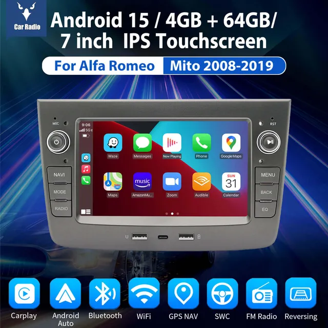 ESSGOO Car Stereo AR7005 Autoradio 7 Zoll für Alfa Mito
