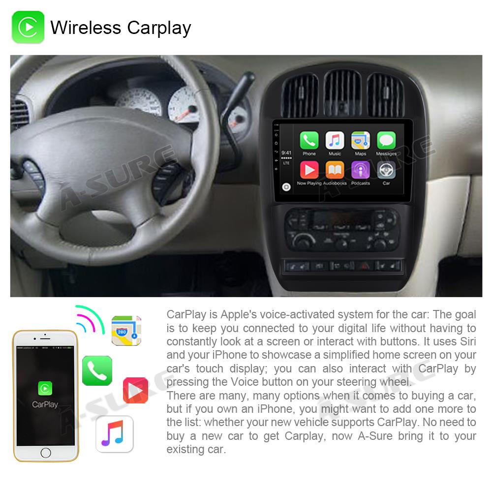 A-Sure GPS 10,1 Zoll Autoradio für Town & Country mit Carplay
