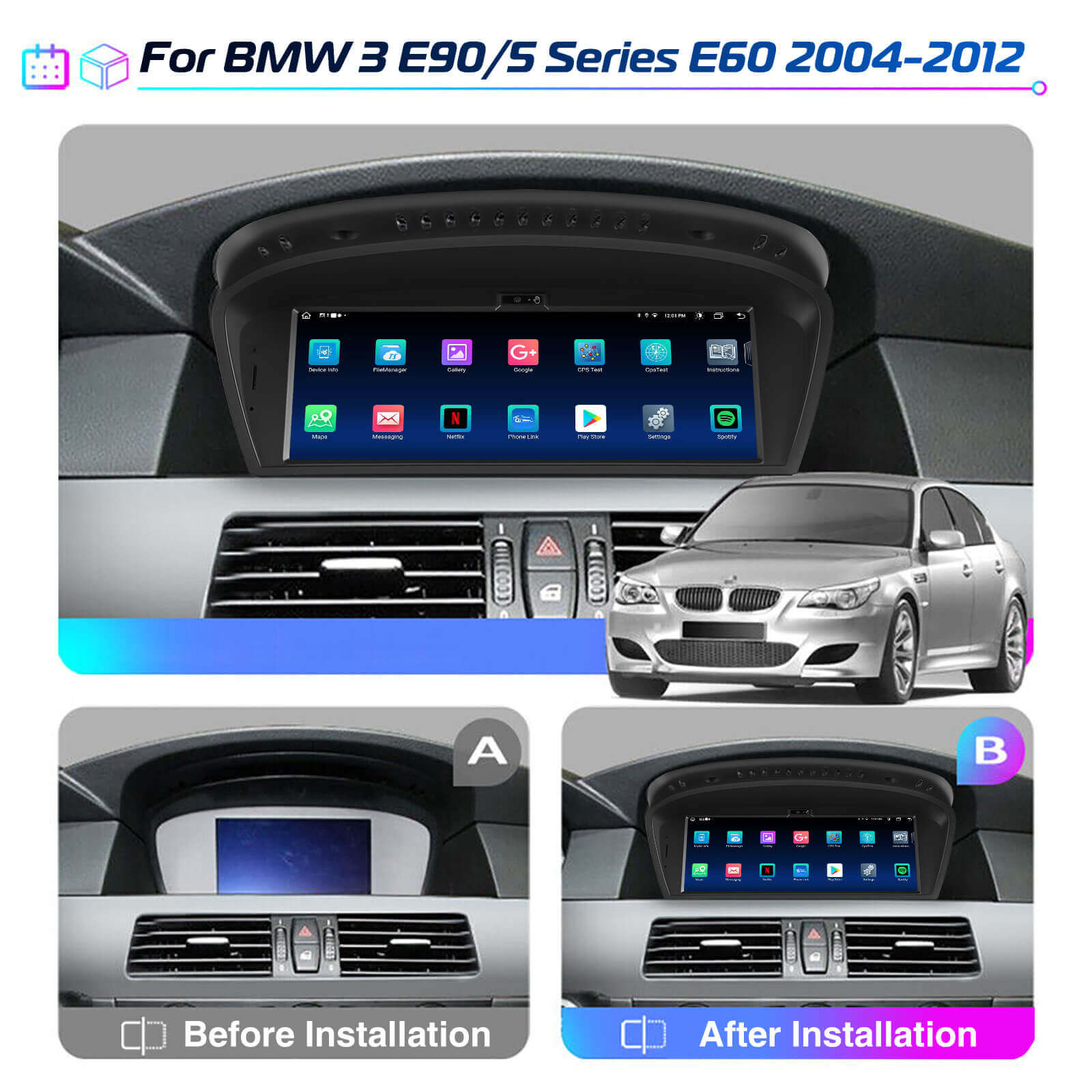 ESSGOO Car Stereo LZ0001 Autoradio 8,8 Zoll Android 14 BMW