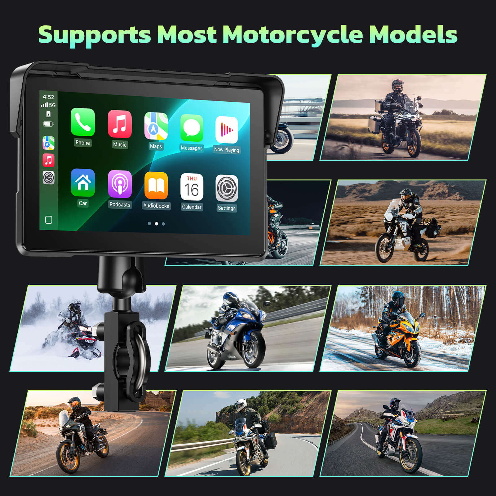 LAMTTO Carplay RC19 7 Zoll Motorrad CarPlay-Display IP67