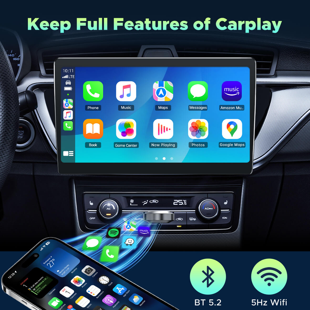 LAMTTO RC20 Adapter Wireless CarPlay Android 1 Pack