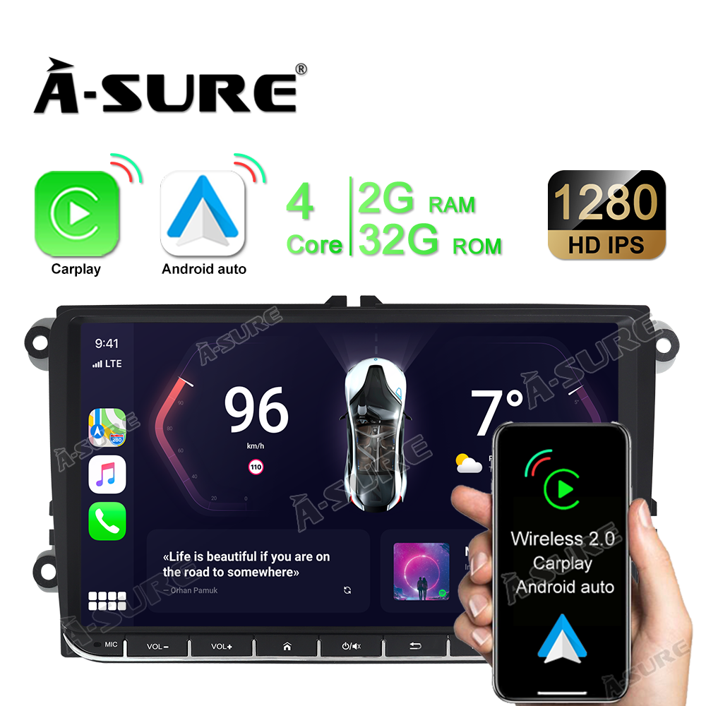 A-Sure GPS Car Radios Golf 5 6 Autoradio 2+32GB Android 12