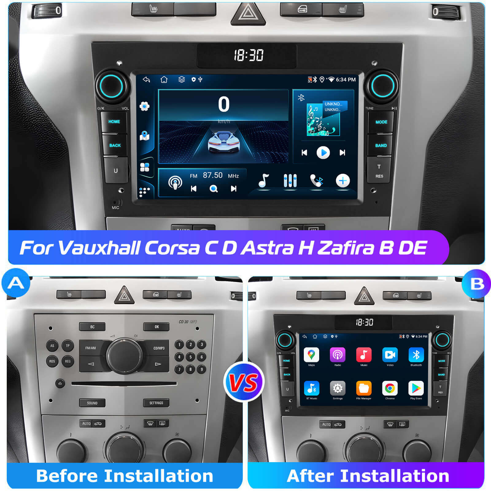 ESSGOO Car Stereo AZ0001 Autoradio 7 Zoll QLED für Opel