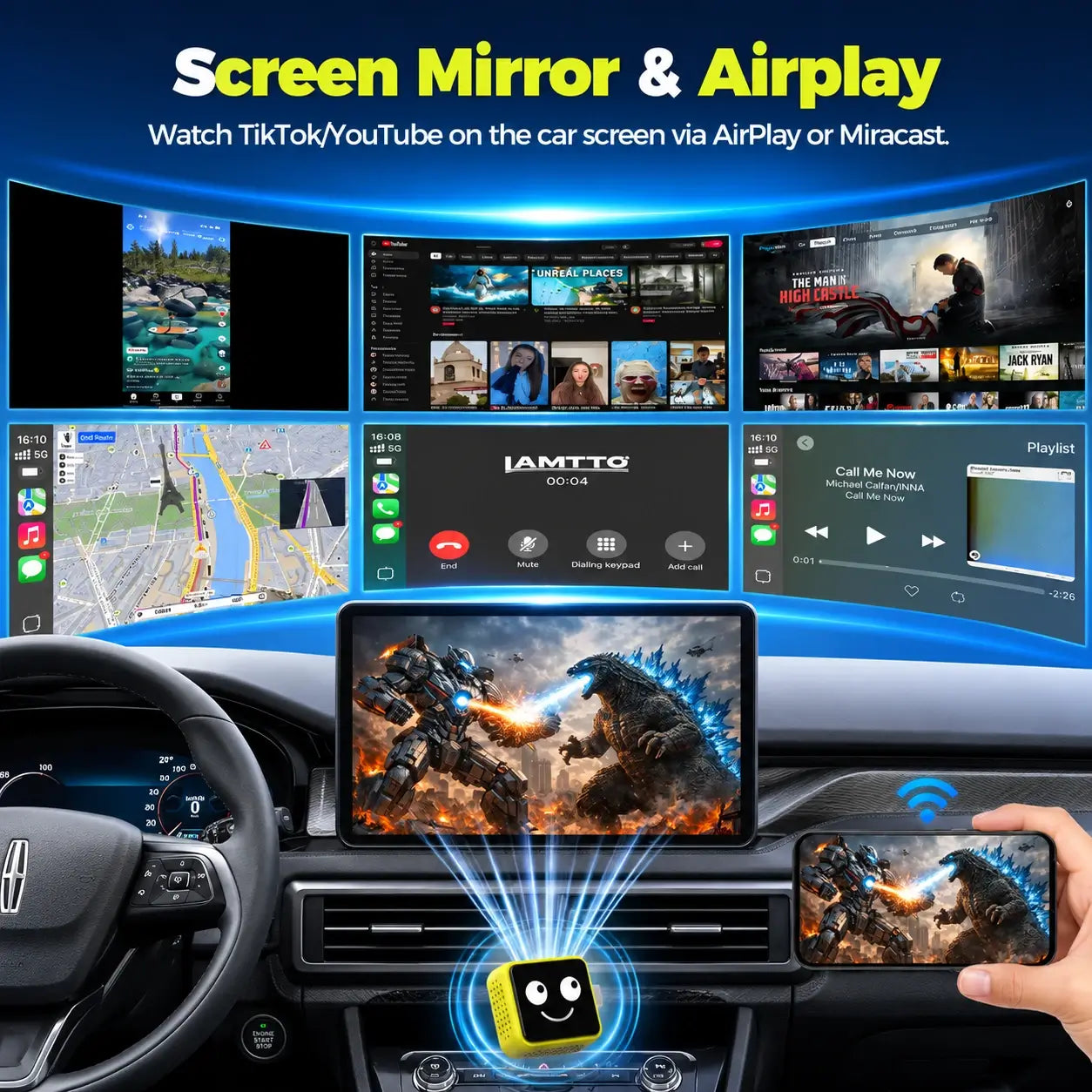 LAMTTO Carplay RC38 Babykamera Auto Wireless-Adapter 1080P