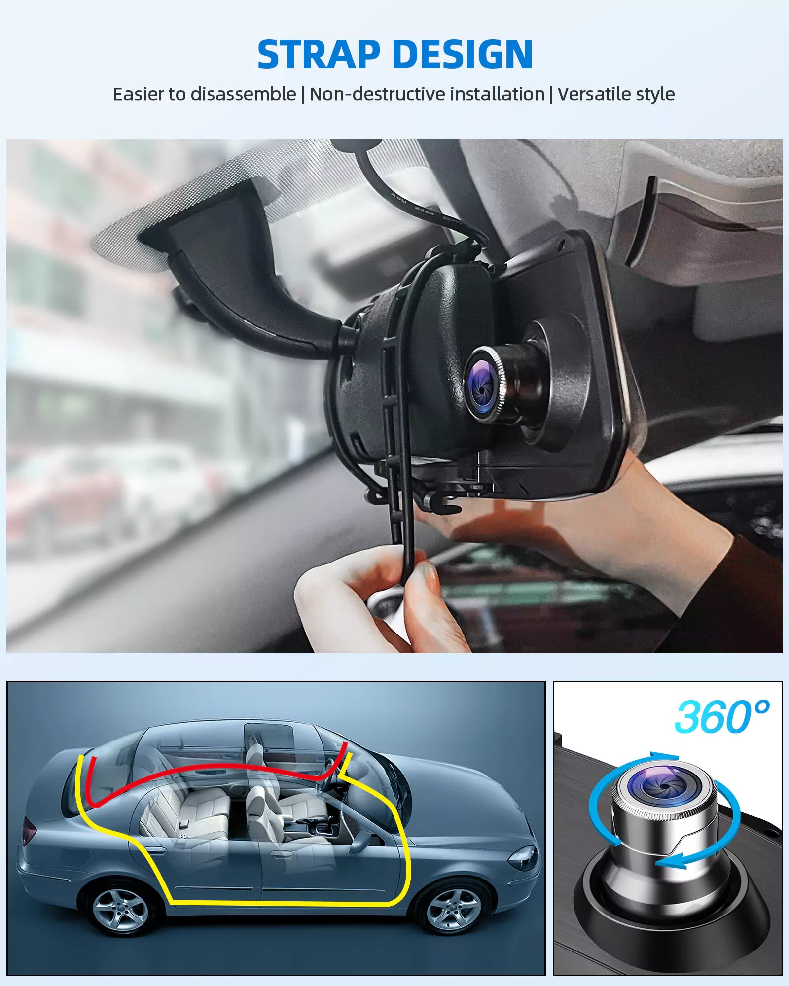 LAMTTO Dash Cam CE35A Spiegel 7 Zoll Touch Front+Heck 1080P